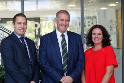 Lovewell Blake senior partner Paul Briddon centre with new partners Leigh Thurston and Mary Schofield