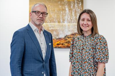 Lovewell Blake senior partner Simon Watson and newly promoted manager Georgia Camilleri