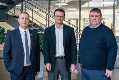 New Lovewell Blake Financial Planning directors Stephen Metcalf left and Scott Hansell right with managing director Neil Orford