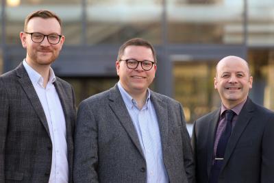 New Lovewell Blake managers Nathan Bowden left and Sean Underwood right with senior partner Mark Proctor