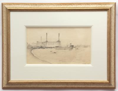 Tanker at Greenwich by L.S. Lowry sold for 14500