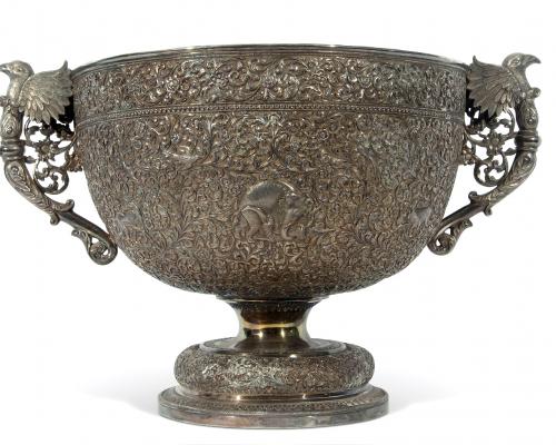 19th century Indian silver rose or punch bowl estimate 8000 12000 1