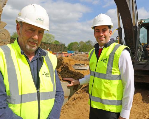 Abel Homes site manager Alan Read left and managing director Paul LeGrice cut the first sod at the firms new Watton Green site sm