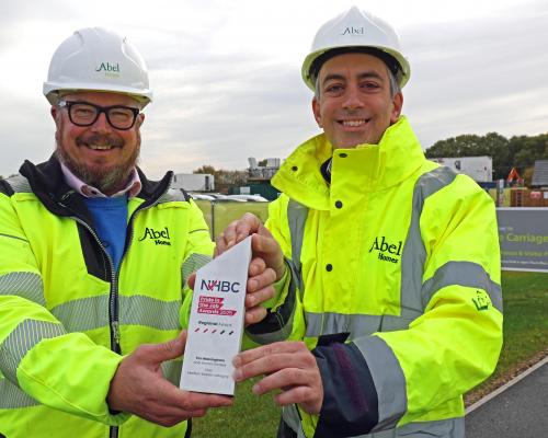 Award winner Tim Walsingham left with Abel Homes managing director Paul LeGrice sm