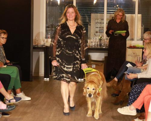 Blind model Lana Hempsall and her guide dog Zorin take to the catwalk at the charity fashion show