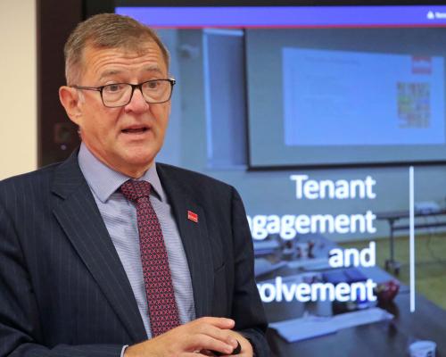 Broadland Housing chief executive Michael Newey addresses the organisations AGM sm