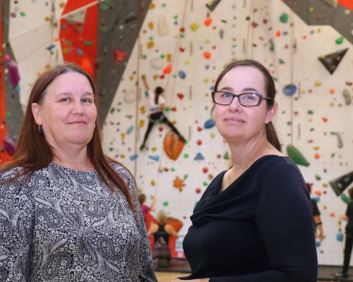 Dawn Bradford of Lovewell Blake left and Corinna Pharaoh of Morley Village and Sports Hall