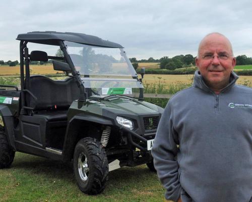 Electric Wheels MD Chris Hurdle with one of the new electric work buggies