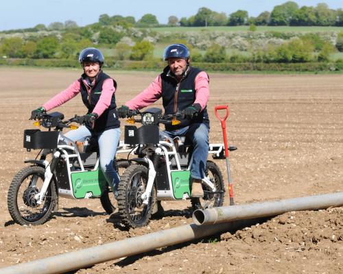 Fliss Cleverley and Andrew Mount of Keith Mount Liming conducting soil samples from electric work bikes 2