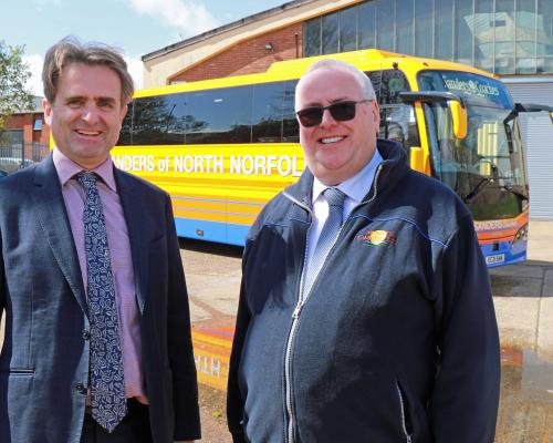 Guy Gowing of Arnolds Keys left and Charles Sanders of Sanders Coaches at the firms new Bessemer Road depot sm