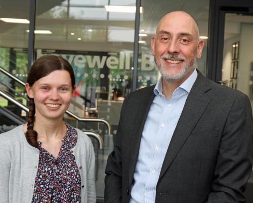 ICAEW prize winner Katie Orbell with Lovewell Blake partner Toby Wilson sm