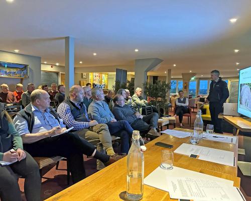 Jason Cantrill of Ceres Rural addressing the NFU Lovewell Blake Farmers Evening at Halesworth