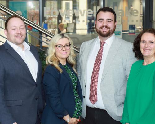 Lovewell Blake managers Sadie Nicholls centre left and Sam Palmer centre right with partners Ed Passmore and Mary Schofield sm