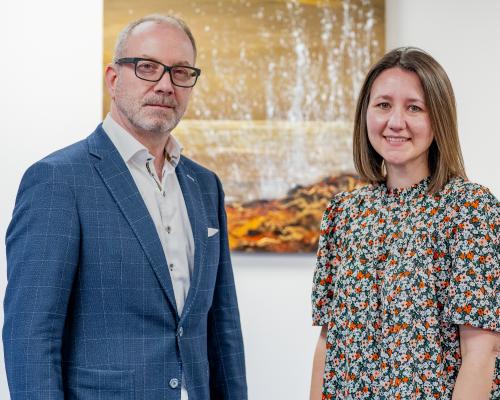 Lovewell Blake senior partner Simon Watson and newly promoted manager Georgia Camilleri