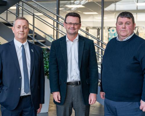 New Lovewell Blake Financial Planning directors Stephen Metcalf left and Scott Hansell right with managing director Neil Orford