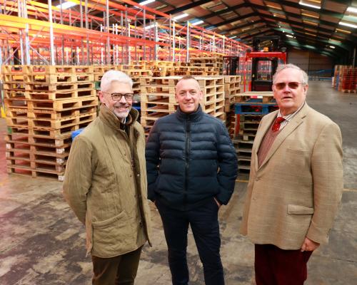 Nick OLeary of Arnolds Keys Dariusz Kroszkiewicz of Dako Furniture and Philip Ledger of HG Pledger in the Shipdham warehouse