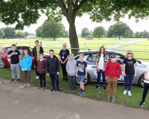 The 12 visually impaired youngsters taking part in the Young Drivers day with Barbara Dunn from Vision Norfolk sm