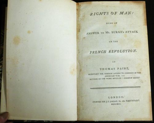 Thomas Paine Rights of Man 1791 J.S.Jordan edition