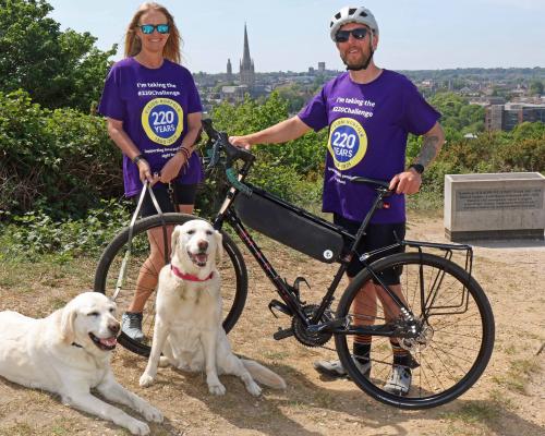 Vision Norfolk staff Barbara Dunn and Chris Linstead launch the charitys 220 Challenge sm