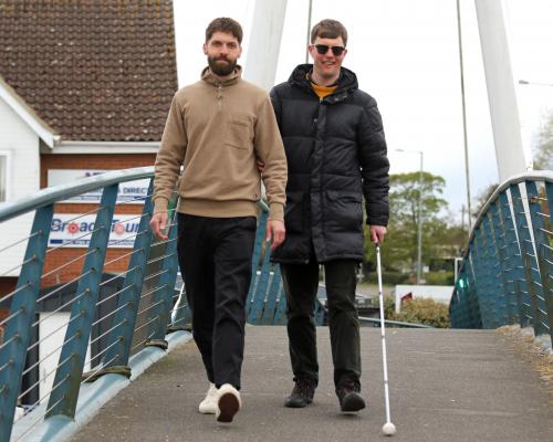 Volunteer Matt Lawley left and blind fundraiser Ed Bates get in training for the Broads Walk Challenge sm