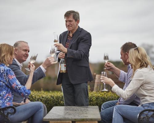 Winemaker John Hemmant leading a wine tasting at Chet Valley Vineyard