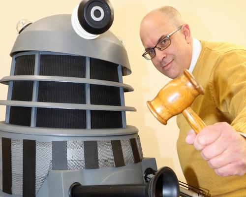 Keys Auctioneers director Tim Blyth right with dalek sm