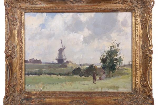 Edward Seago The Tall Mill Vefre Holland oil on board estimate 6000 10000