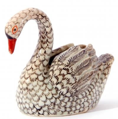 A rare Lowestoft porcelain swan which is set to be auctioned in Norfolk in November