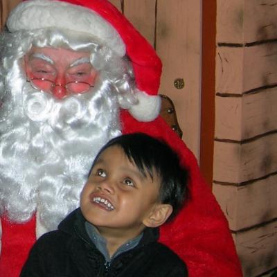 A visually impaired youngster meets Santa