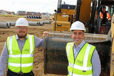 Abel Homes senior site manager Tim Walshingham left and managing director Paul LeGrice mark the start of 105 new homes in Swaffham sm