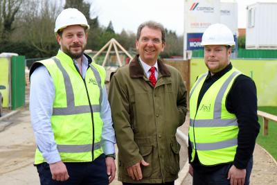 Alan Hawkins left and Danny Pinner right with Abel Homes chairman Tony Abel sm