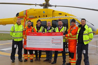 Arnolds Keys cheque presentation to East Anglian Air Ambulance sm