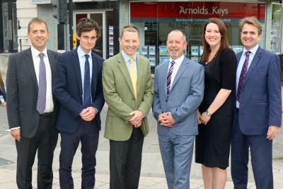 Arnolds Keys senior promotions from left Kevin Lambert Nick Williams Tom Corfield Phil Cooper Tanya Chapman and Guy Gowing