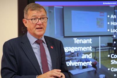Broadland Housing chief executive Michael Newey addresses the organisations AGM sm