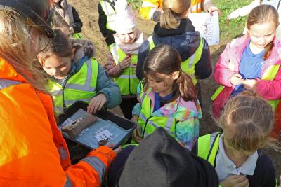 Children from Hingham Primary School get to grips with historical artefacts