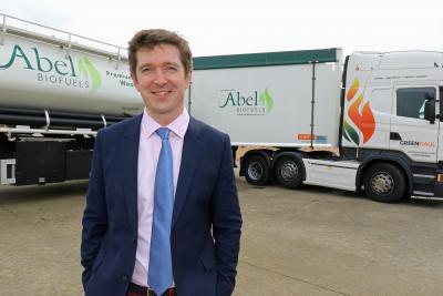 Chris Abel of Abel Biofuels in front of the firms two specialist fuel delivery vehicles