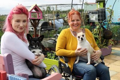 Claire Sanders right and her daughter Rosie at the community allotment at Heacham sm