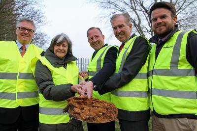 Cutting the first sod at Hollingsworth Road Lowestoft
