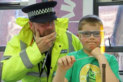 David Gardiner from North Walsham Junior School with NWHS science teacher Gary Olley