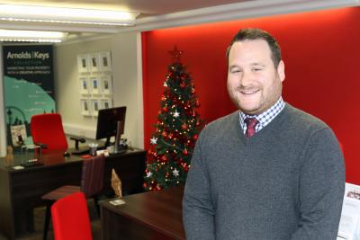 Dominic Whyte in the refurbished Holt office of estate agents Arnolds Keys