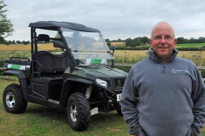 Electric Wheels MD Chris Hurdle with one of the new electric work buggies