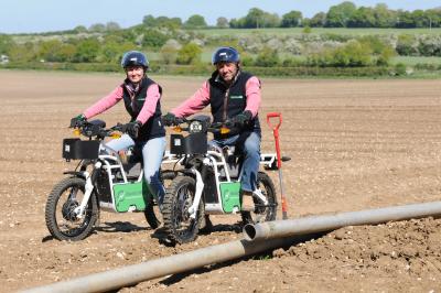 Fliss Cleverley and Andrew Mount of Keith Mount Liming conducting soil samples from electric work bikes 2