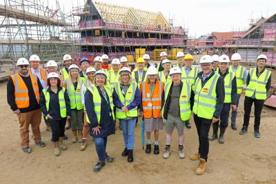 Housing officials inspect progress at the site of 19 new net carbon homes in Northrepps 1 sm