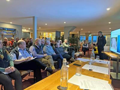 Jason Cantrill of Ceres Rural addressing the NFU Lovewell Blake Farmers Evening at Halesworth
