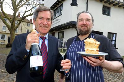 John Hemmant of Chet Valley Vineyard left and Richard Ellis of The Britons Arms sm