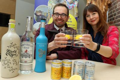 Johnny Wyndham of VanVino and Donna Minto of the NNAB toast a successful gin night which raised over 900 for the charity sm