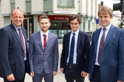 Jordan White second left with members of the Arnolds Keys Commercial Property team sm