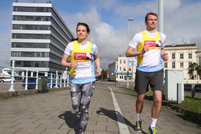 Katie Allan and James Kent training for the London Marathon