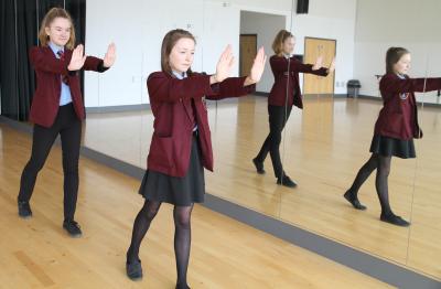 Leah Harris left and Toni Cook run through their steps in the dance studio at North Walsham High Schools Atrium