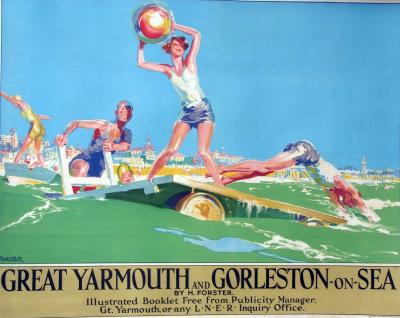 Lot 1546 Great Yarmouth and Gorleston railway poster by H Forster estimate 2500 to 3000